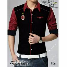 legiONshop- baju club bola kemeja pria atasan pria baju murah- AC MILAN -black maroon