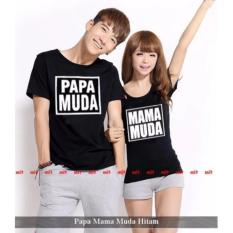 legiONshop-baju pasangan Kaos pasangan atasan couple kaos couple PAPA MUDA MAMA MUDA black