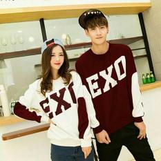 legiONshop-baju pasangan Kaos pasangan T-shirt couple trendy atasan pria dan wanita- EXO - maroon white