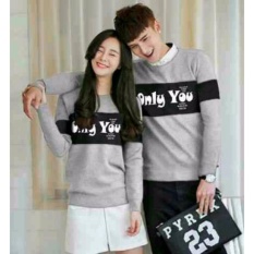 legiONshop-baju pasangan Kaos pasangan T-shirt couple trendy atasan pria dan wanita ONLY YOU SPANDEX grey (lengan panjang)