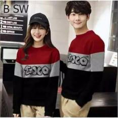 legiONshop-baju pasangan sweater pasangan sweater couple atasan murah baju couple lengan panjang EXO maroon grey black