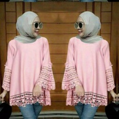 legiONshop-blouse jumbo wanita atasan wanita big size baju ukuran besar baju cewek ARSY LASERCUT pink