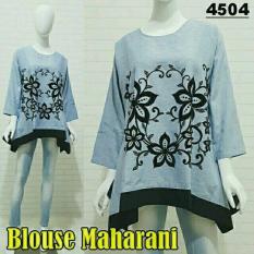 legiONshop-blouse jumbo wanita baju ukuran besar tunik jumbo atasan wanita baju cewek pakaian wanita jumbo kotak blouse MAHARANI (aksen beludru)