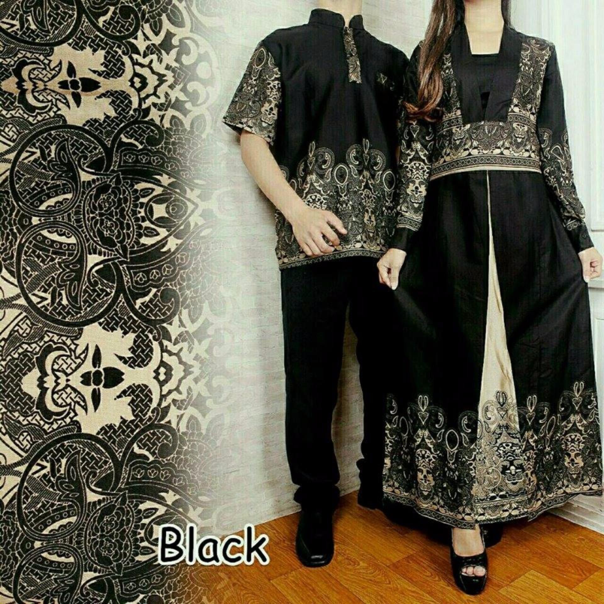 legiONshop-busana batik  dress pasangan  dress couple  baju batik couple ANANDA black