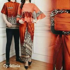 legiONshop-busana batik dress pasangan dress couple baju batik couple FELISIA orange