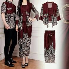 legiONshop-busana batik dress pasangan dress couple baju batik couple MAULANA brown