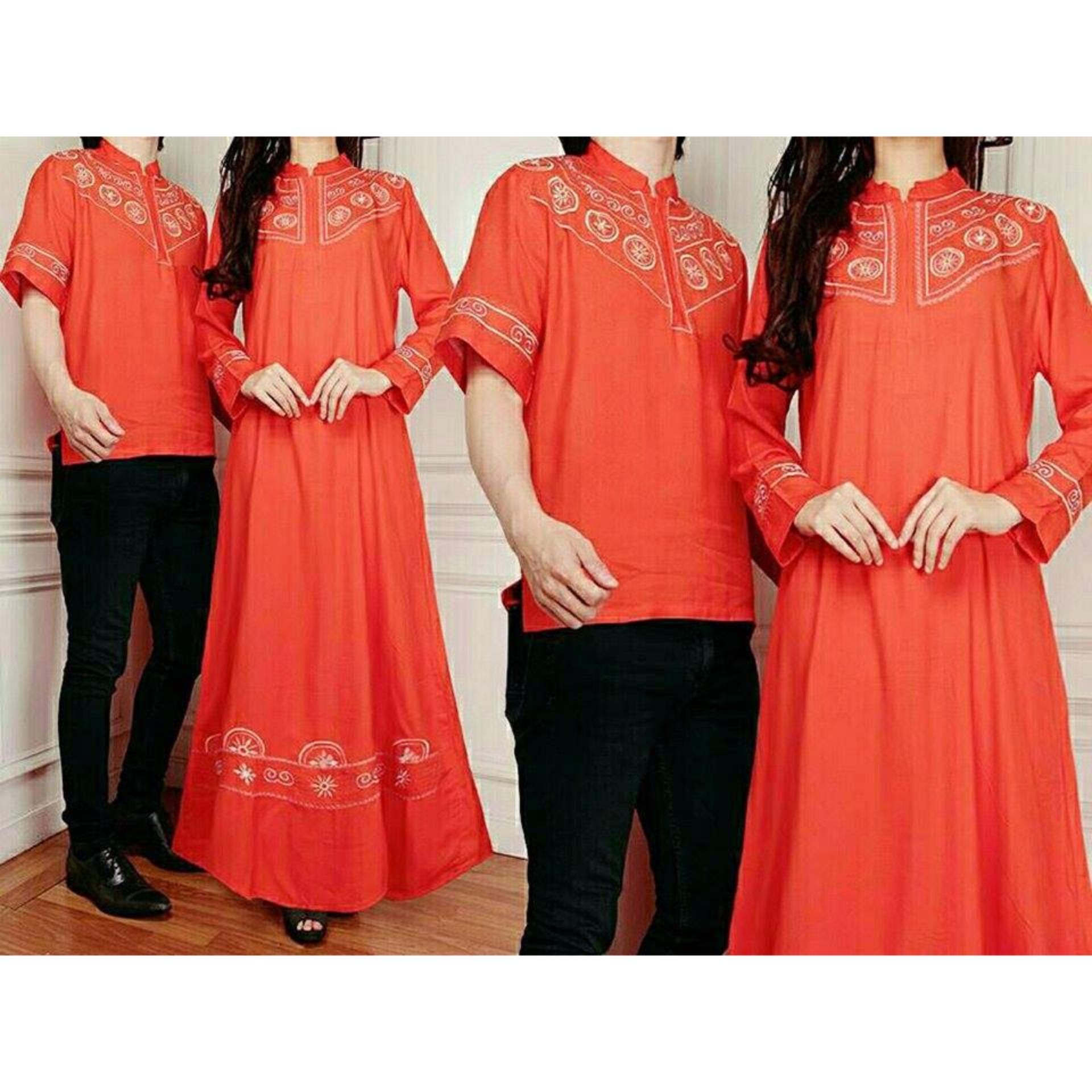 legiONshop-busana pasangan maxi  dress pasangan  dress couple  baju couple BORDIANA orange