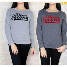 legiONshop-kaos cewek baju wanita atasan wanita kaos oblong wanita baju cewek lengan panjang 3SECOND (sablon beludru timbul)