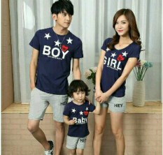 legiONshop-baju couple keluarga Kaos keluarga kaos family kaos couple family BOY GIRL BABY navy (Ayah+Bunda+Anak)