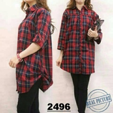 legiONshop-kemeja jumbo wanita baju cewek ukuran besar kemeja CATURIKA maroon black