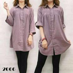 legiONshop-kemeja jumbo wanita baju ukuran besar big size pakaian wanita SELVIAN DENIM purple soft