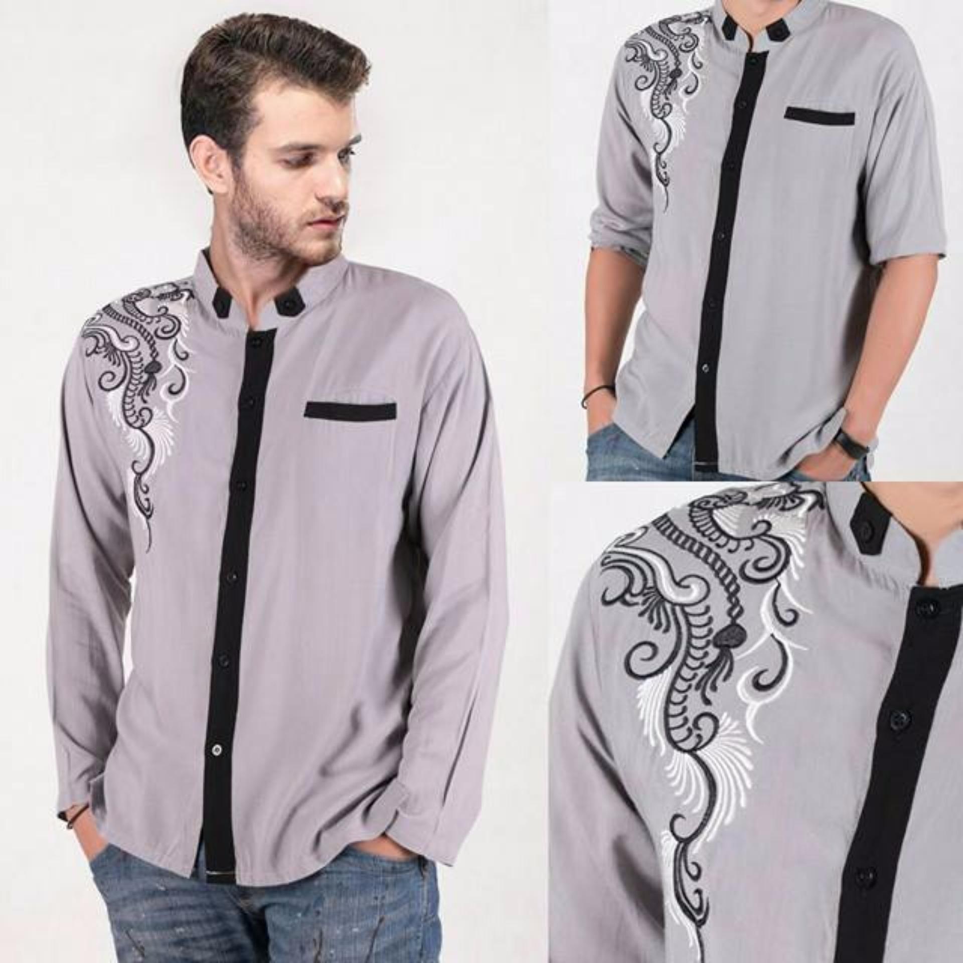 legiONshop-kemeja muslim pria-KOKO CASUAL BORDIR -grey