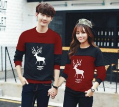 legiONshop-baju pasangan sweater pasangan sweater couple atasan murah pakaian couple terbaru baju kembar baju couple sweater kembar MOOSE/RUSA (pria dan wanita )