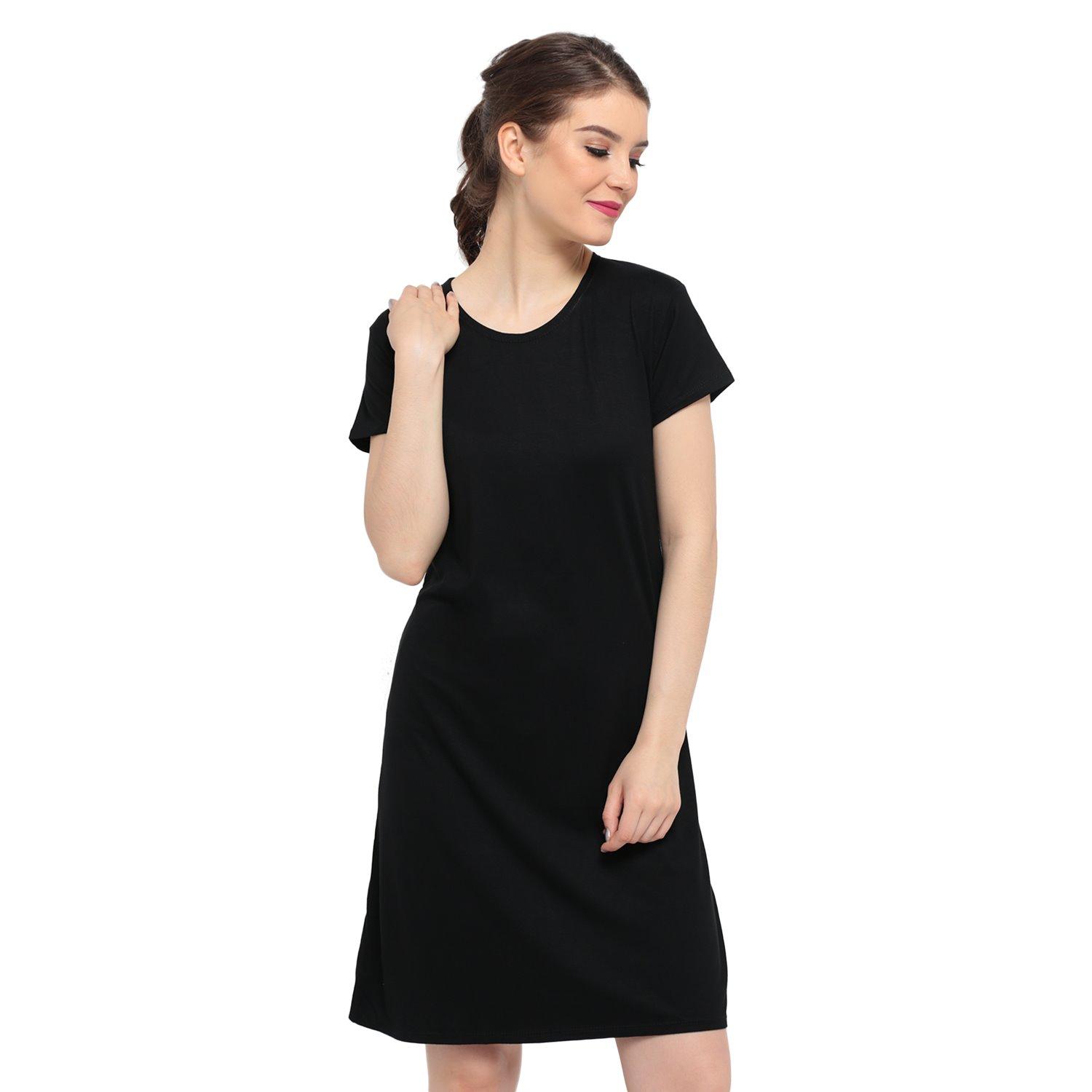 LEMONE Tumblr Tee T-shirt Kaos Cewe Spandek Premium Dress Wanita KAE100097 Hitam Polos