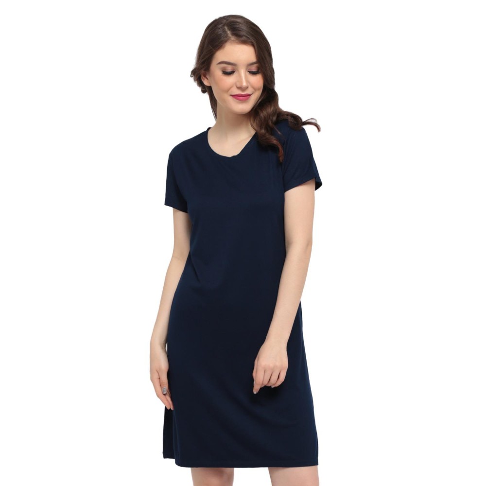 LEMONE Tumblr Tee T-shirt Kaos Cewe Spandek Premium Dress Wanita KAE100096 Navy Polos