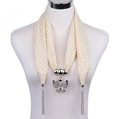 Lerdu Ide Hadiah Navy Blue Polka Dot Syal Ramping Kalung untuk Wanita India Panjang Butterfly Pendant Pernyataan Aksesoris Perhiasan untuk Wanita