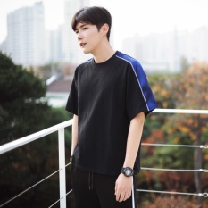 LesCopines Pria Terlalu Besar T-Shirt Bergaya Gaya Pacar Fashion Desain (Hitam)-Intl