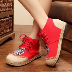 Leyi Topi Baseball Kap Facebook Bordir Antiskid Permeabilitas Tinggi untuk Sepatu Linen Merah-Intl