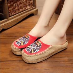 Leyi Topi Baseball Kap Facebook Bordir Tangan Bordir Linen untuk Sepatu Wanita (Merah)-Intl