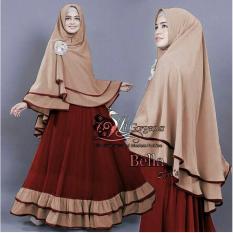 LF Baju Gamis / Dress Muslim Syari / Gamis Lebaran (LLABE) 1N - Maroon ( Dapat Jilbab ) / Hijab Muslimah / Baju Muslimah Wanita / Syari Syari'i Muslim / Gaun Muslim / Long Dress Muslimah Wanita