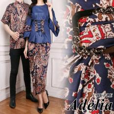 Ladies Fashion Batik Couple / Batik Wanita Pria pasangan / Cewek Cowok / Set Muslimah Pesta Kondangan (eliaad) AK - Navy D1C