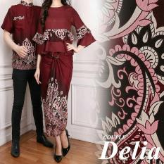 Ladies Fashion Batik Couple / Batik Wanita Pria pasangan / Cewek Cowok / Kebaya Dress Wanita Batik Pasangan/ Set Muslim (liade) AK - Coklat