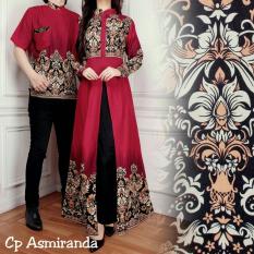 Ladies Fashion Batik Pasangan Wanita dan Pria / Batik Wanita / Batik Pria / Kemeja Pria Gamis Muslim / Kebaya Dress Wanita Batik Pasangan/ Set Muslim (mirandaas) AK - Maroon D1C