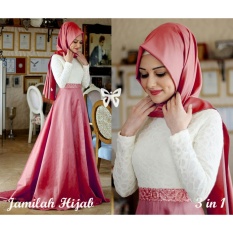 Ladies Fashion Gaun Gamis / Gamis Murah / Muslimah / Gamis Wanita / Dress Gamis / Set Terusan Maxi Hijab / Syari Simple Elegant / Baju Muslim Wanita (milahja) SS - Peach - Free Pasminah D2C