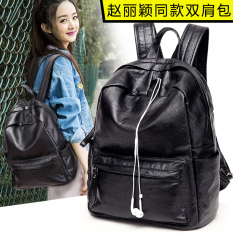 Li Ying Tas Korea Fashion Style Ransel Perempuan Kasual Kulit Domba (Versi Asli Hitam)
