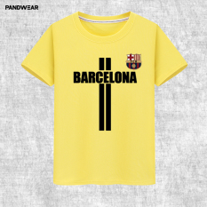 Liga Champions Katun Laki-laki Luo Leher Bulat Baju Lengan Sesiku Kaus (Kuning 1)