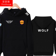 Liga T1 Tim Baju Seragam Tim Beludru Tebal Jas Kaos Sweater Jaket Hoodie (Serigala Hitam)