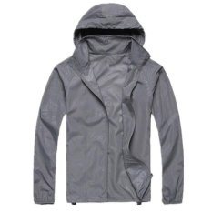 Ringan Jas Hujan Aktif Hoodie Luar Ruangan Bersepeda Menjalankan Jaket Jaket Abu-abu-Intl