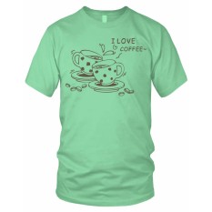 Limosin-kaos distro-kaos dtg I Love Coffee - Hijau stabilo