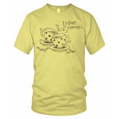 Limosin-kaos distro-kaos dtg I Love Coffee - Kuning