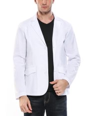Linemart Baru Pria Kasual Lapar Berlekuk Dua Tombol Slim Fit Solid Lengan Panjang Jaket Blazer (Putih) -Intl