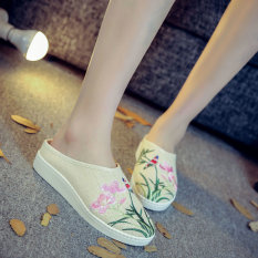 Ukuran Besar Sandal Musim Panas Perempuan 41-43 Ekstra Besar Sendal Wanita Model Baru 2017 Musim Semi dan Musim Panas Sepatu Linen Sandal Wanita Pakaian Luar