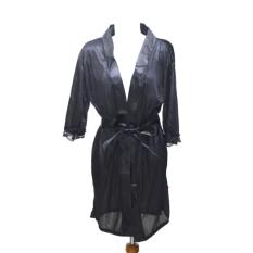 Lingerie Kimono KS1 Fashion Baju Tidur Sexy Wanita Silk Satin - Black