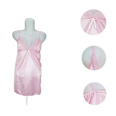 Lingerie Renda Tali Satin TSP Fashion Baju Tidur Sexy Wanita Silk Satin -PINK