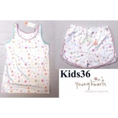 Little Hearts by Young Hearts setelan baju tidur/kaos dalam bahan katun kaos nyaman (putih)