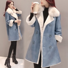 Panjang Gaun Di Baru Wanita Panjang Mantel, Modis Kerah Lamb Mantel Ganda Bagian Dada Mantel-Internasional