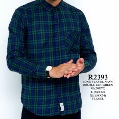 LONG FLANEL NAVY DOUBLE LIST GREEN