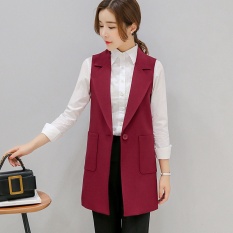 Panjang Suit Vest Wanita Musim Gugur Baru Sleeveless Blazer Panjang Rompi Fashion Slim Hak Tinggi Aksen Pita Model Pump Seragam Blazer Pakaian Bersepeda-Internasional