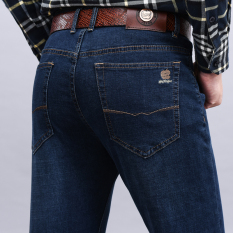 Musim Semi Celana Jeans Pria Model Tipis Model Musim Semi dan Musim Panas Setangah Baya Highwaist Lurus Longgar  Casual Elastisitas Biru Muda Panjang Celana Tanah