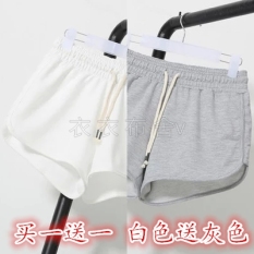 Longgar Kasual Perempuan Berlari Kebugaran Celana Olahraga Kebugaran Celana Pendek (Beli Satu Gratis Satu Putih untuk Mengirim Abu- abu)