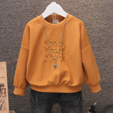 Longgar Katun Taman Kanak-kanak Hijau Pertunjukan Kasual Kebugaran Kaos Sweater Lengan Panjang Baju Dalaman (Oranye)