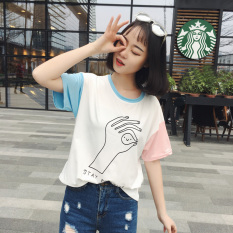 Longgar Korea Modis Gaya Baru Siswa Bawahan Kemeja Kecil (9118 Kotak Persegi Panjang Lengan Bergaris)