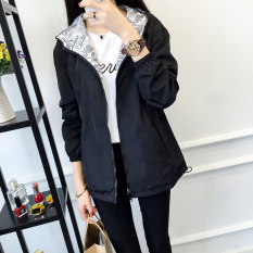 Longgar Korea Fashion Style Musim Semi Dan Musim Gugur Perempuan Gaun Jaket Angin Baru Jas (Hitam) baju wanita jaket wanita