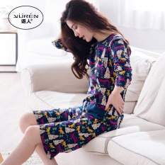 Longgar Korea Fashion Style Musim Semi Dan Musim Gugur Wanita Ukuran Besar Seksi Baju Rumah Baru Gaun Tidur (A6445 Bagan Warna)