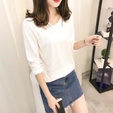 Longgar Korea Modis Gaya Perempuan Lengan Panjang Musim Gugur Baju Dalaman Kaus (7026 * Merah Muda)