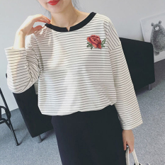 Kaos Korea Modis Gaya Musim Semi atau Musim Gugur Baju Dalaman Wanita Ukuran Besar (5017 Putih)